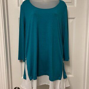 Kate & Mallory Teal & White Flowy Top